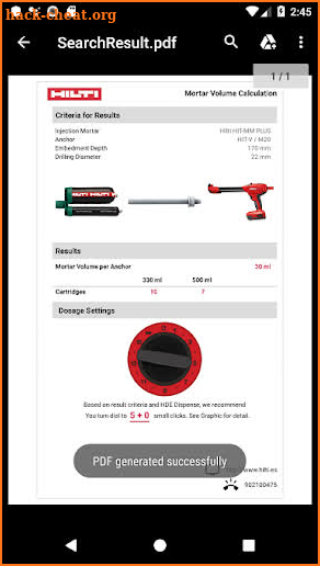 Hilti Volume Calculator screenshot