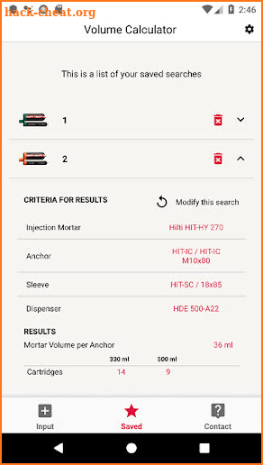 Hilti Volume Calculator screenshot