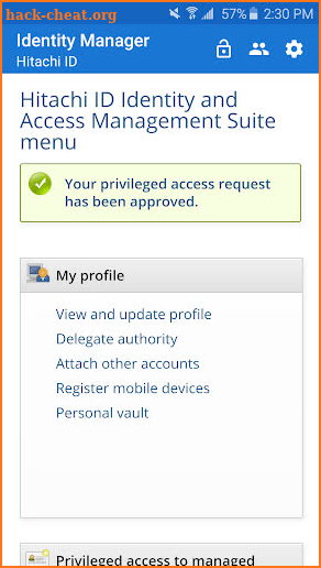 Hitachi ID Mobile Access screenshot