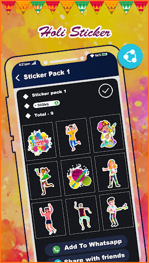 Holi Stickers For WhatsApp screenshot