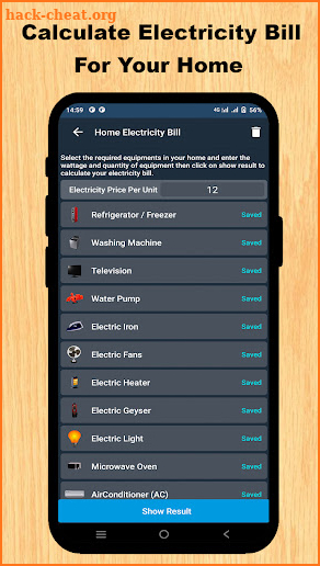 Home Electricity Calculator screenshot