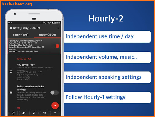 Hourly Reminder Alarm Pro - 50 screenshot