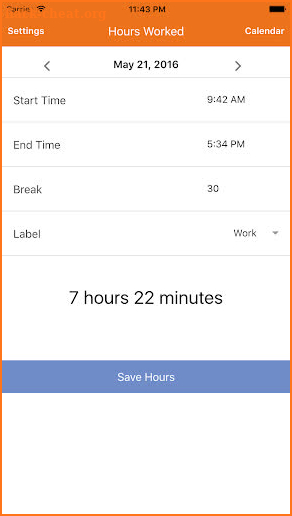 Hours Worked Time Tracker screenshot