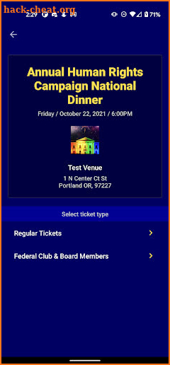 HRC Tickets screenshot