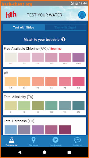 hth® Test to Swim® water testing app screenshot