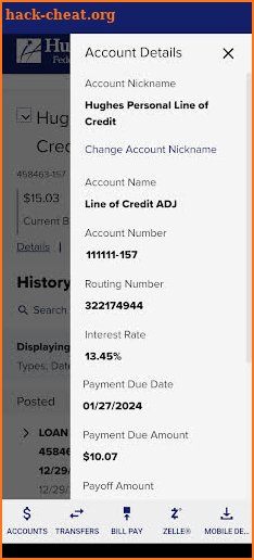 Hughes FCU Digital Banking screenshot