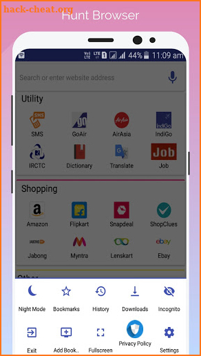 Hunt Browser - 5G Browser screenshot