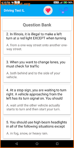 Illinois DMV Permit Practice Test 2018 screenshot