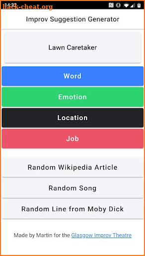 Improv Suggestion Generator screenshot