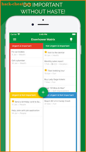 improve My Life: Tasks & Eisenhower Matrix screenshot