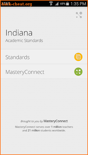 Indiana Academic Standards screenshot