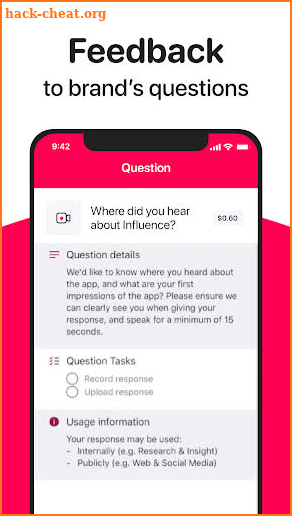 Influence - Paid Video Surveys screenshot