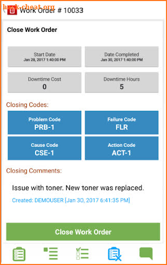 Infor EAM Mobile Manufacture screenshot