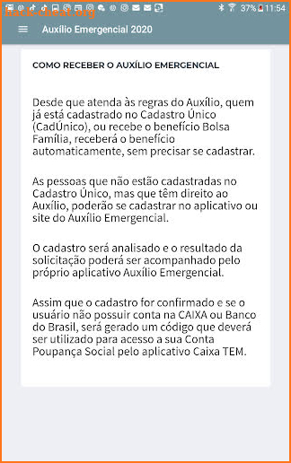 Informações | Auxílio Emergencial screenshot