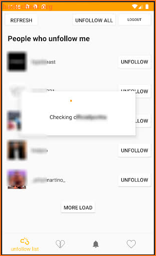 instahelper unfollowing unfollowed like management screenshot