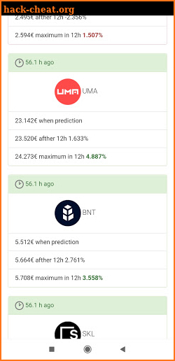 Intelligent Crypto short term predictions screenshot