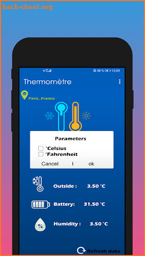 Interior thermometer screenshot