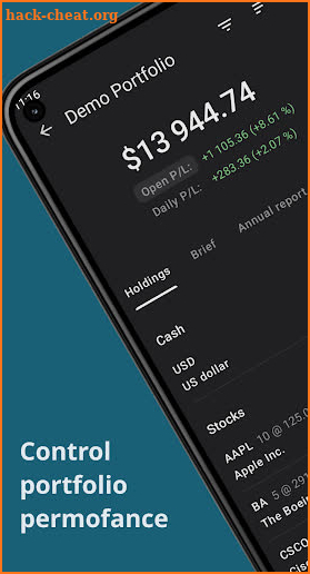 Investment portfolio tracker screenshot