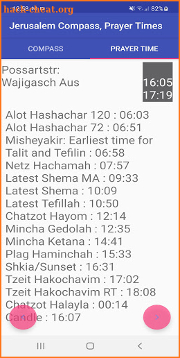 Jerusalem Compass & Prayer times (Zmanim) screenshot