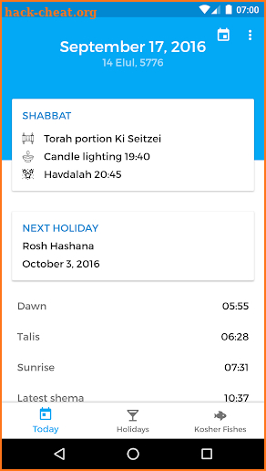 Jewish Calendar screenshot