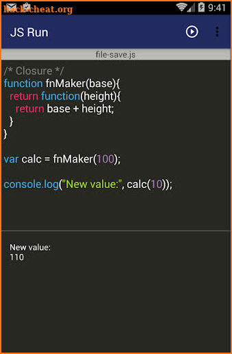 JS Run (Javascript editor) screenshot