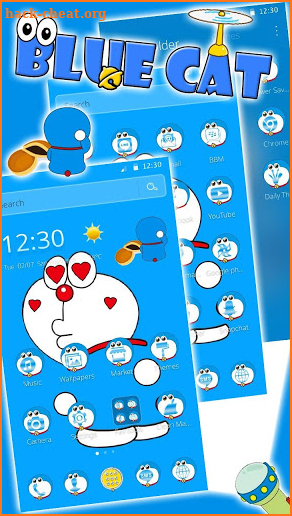 Kawaii Blue Cute Cat Cartoon Wallpaper Theme screenshot