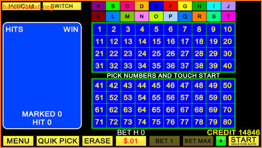 Keno 20 Card screenshot