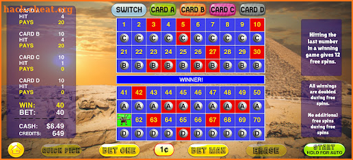 Keno 4 Card - Cleopatra Keno screenshot