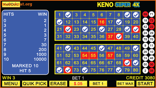 Keno Super 4X screenshot