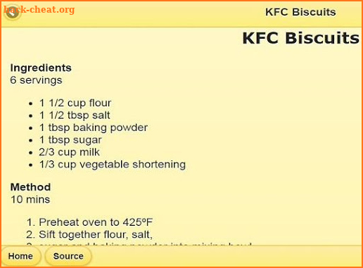 KFC of chicken recipes screenshot