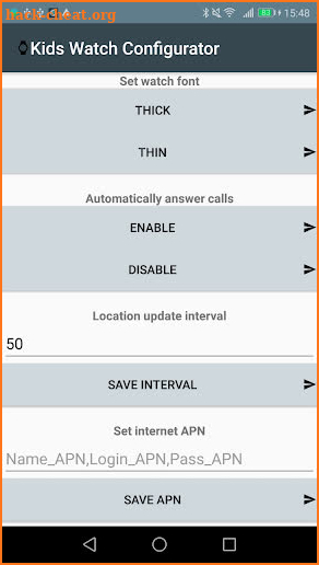 Kids GPS Watch Configurator screenshot