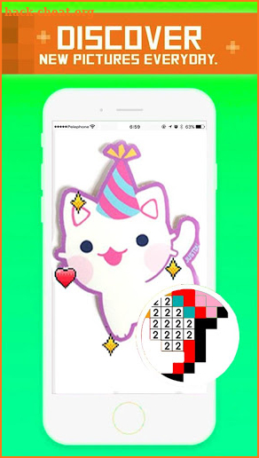 Kittypix coloring by pixels - draw sandbow art cat screenshot