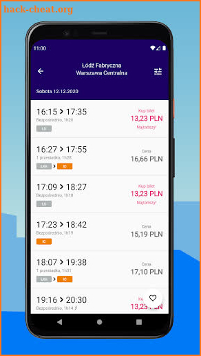 KOLEO - PKP (Polish Railways) timetable screenshot