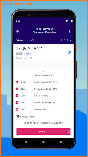 KOLEO - PKP (Polish Railways) timetable screenshot