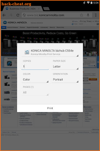 Konica Minolta Print Service screenshot