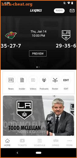 LA Kings Mobile App screenshot