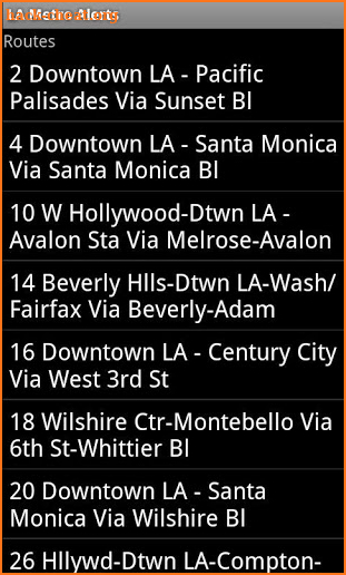 LA Metro Alerts screenshot