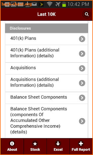 Last 10K: Company SEC Filings screenshot