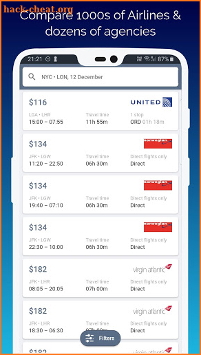 Last Minute Flights and Hotels App screenshot