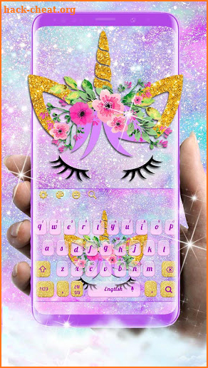 Lavender Blue Flower Unicorn Keyboard screenshot