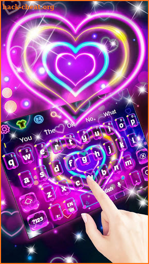 Lavender Neon Heart Keyboard Theme screenshot