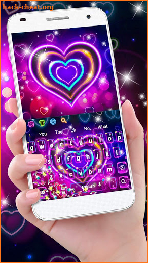 Lavender Neon Heart Keyboard Theme screenshot