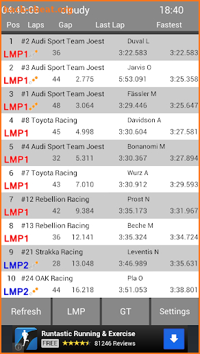 Le Mans & WEC Live Timing screenshot