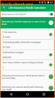 Life Happens Needs Calculator screenshot