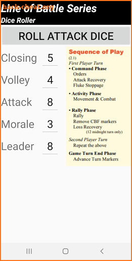 Line of Battle Dice Roller screenshot