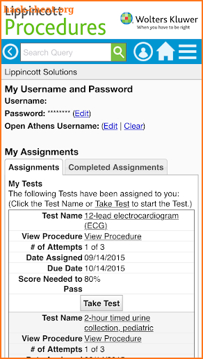 Lippincott Procedures screenshot