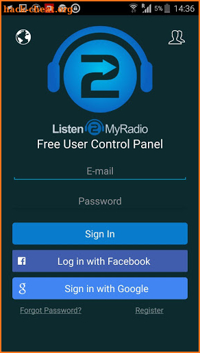 Listen2MyRadio Control Panel screenshot