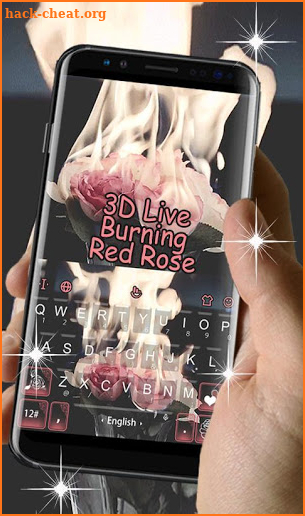 Live 3D Burning Red Rose Keyboard Theme screenshot