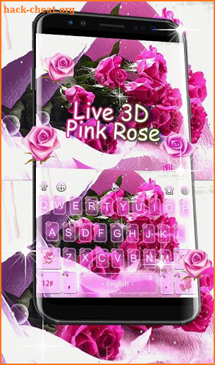 Live 3D Pink Rose Keyboard Theme screenshot