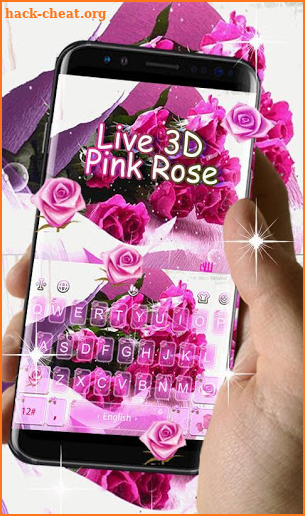 Live 3D Pink Rose Keyboard Theme screenshot